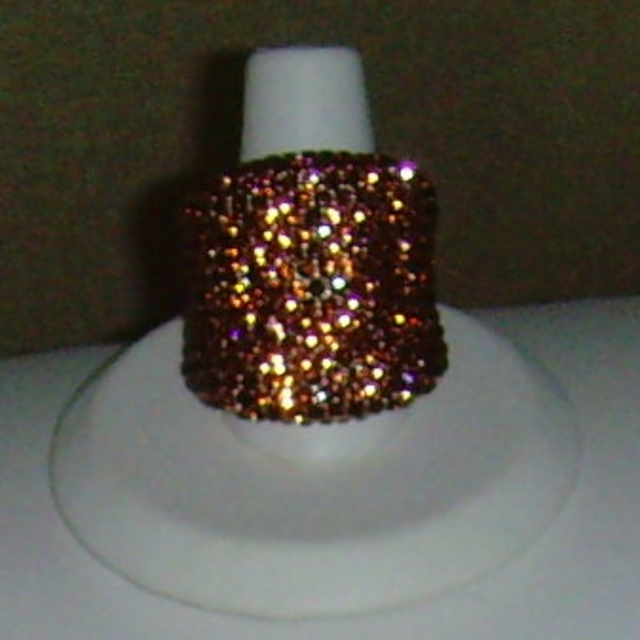 Joan Boyce Rose-Gold Tone and Dk Topaz Colored R/S Concave Style Ring - Size 7 - Picture 9 of 15